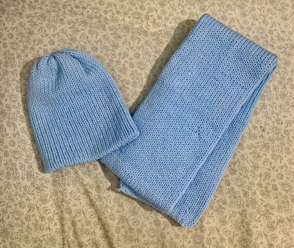 Knitted Adult Scarf and Beanie Set Solid Colors